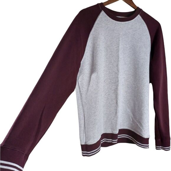 Old Navy Sweatshirt Grey Purple Women’s Sz Large Long Sleeve Striped Cuff & Hem - Picture 4 of 9